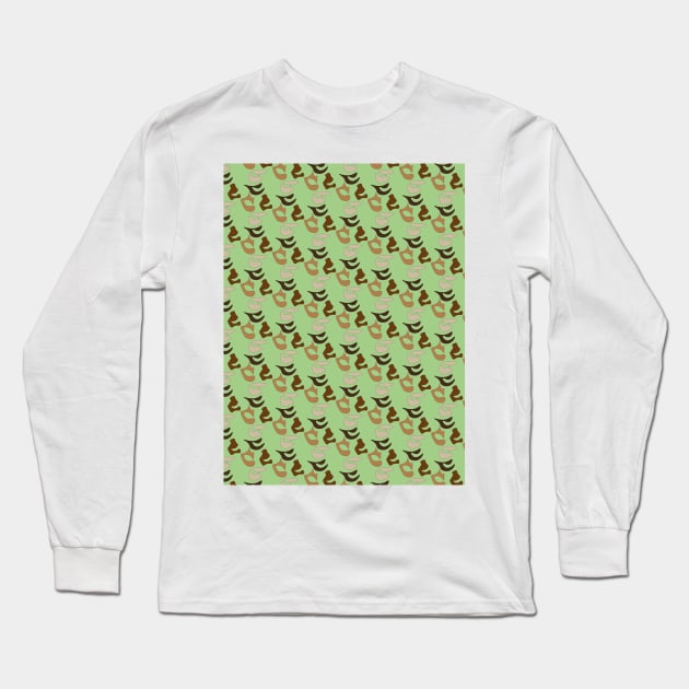 Geometric pattern mint green and brown Long Sleeve T-Shirt by artist369